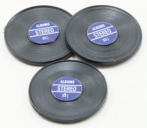 Dollhouse miniature RECORDS, BLUE LABEL, 3PK